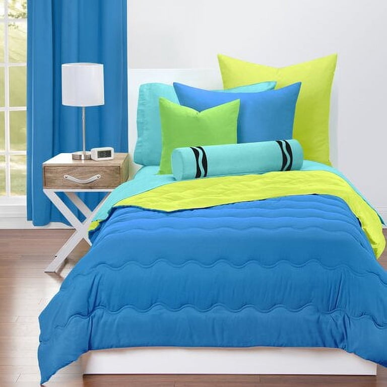 Ensemble De Couette Réversible Crayola – Triangles Brodés – Twin – 100% Coton