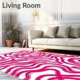 thumbnail image 2 of ODIKA 2'x3' Machine Washable Non-Slip Area Rug, Wavy Brushstroke Abstract Modern Artistic Statement High Traffic Rug with Pad, Pink, 594353, 2 of 8