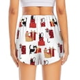 thumbnail image 4 of Xecao's Cute Cat And Christmas Gift for a double-layer running short for women, perfect for gym, tennis, and more, featuring a convenient pocket., 4 of 9