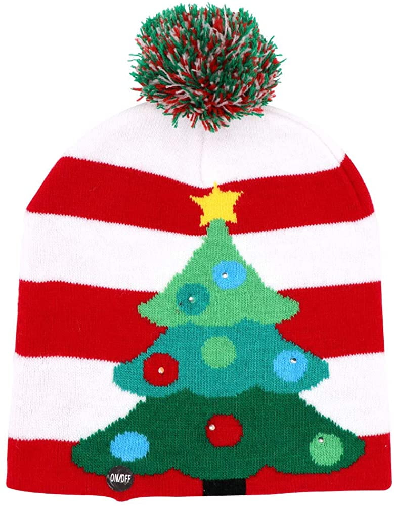 LED Light-up Christmas Hats Xmas Santa 