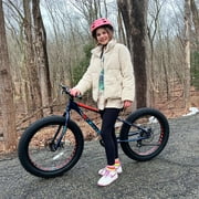 Hiland Fat Tire Bike, Shimano 7-Speed, Dual-Disc Brakes, 24 inch Trail Mountain Bike, Silver