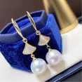 thumbnail image 6 of EOEMY Natural White Freshwater Pearl Shell Earrings 925 Silver Hook-9-10mm, 6 of 6