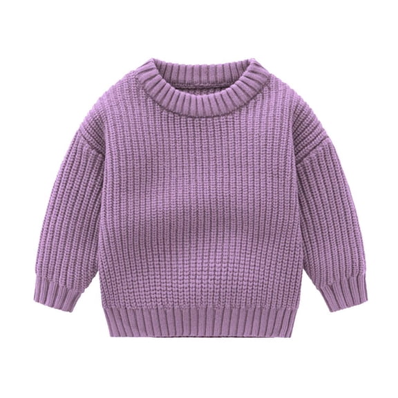 THDHVS Baby Sweater Toddler Baby Boys Girls Cute Solid Color Cute Winter Thick Casual Keep Warm Sweater Purple 6 Months