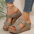 thumbnail image 4 of Xfvqtps Corkys Sandals for Women Slide Sandals Zipper Peep Toe Summer Flatform Sandals Khaki, 4 of 9