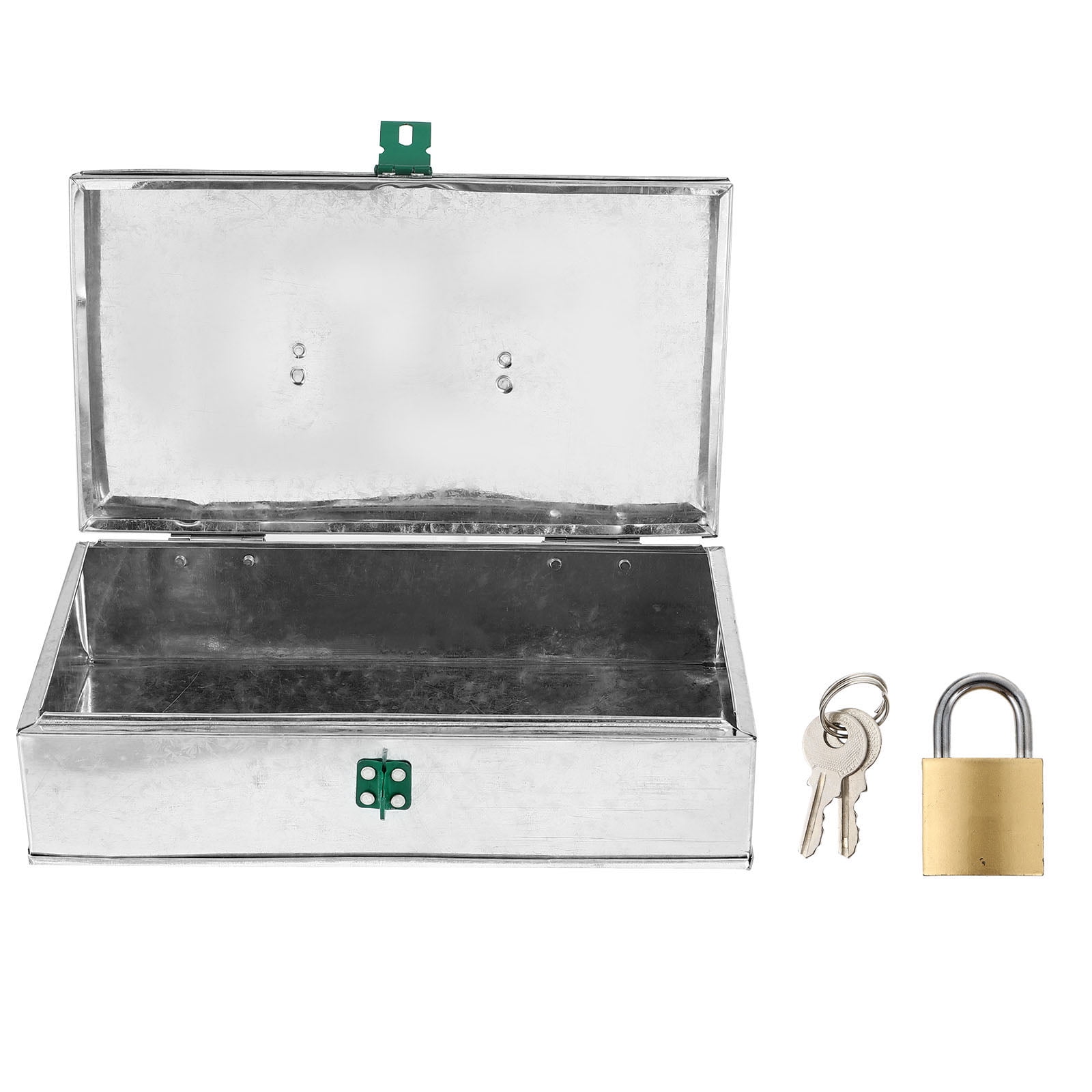 OULII 1Pc Iron Storage Container Plated Silver with Lock Portable Tool Box for Household Storage Use