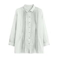 thumbnail image 3 of Pounoo Blouses for Women Dressy Casual Long Sleeve Collared Pleated Cutout Trim Button Front Blouses Relaxed Fit Office Casual Outfits Gift, 3 of 6