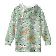 thumbnail image 5 of Psesaysky Girls Sweatshirt Long Sleeve Hoodie Dress Pullover Sweater Oversized Cartoon Puppy Grass Print Clothes Kids Outfits Tops with Pocket for 7-8 Years, 5 of 7