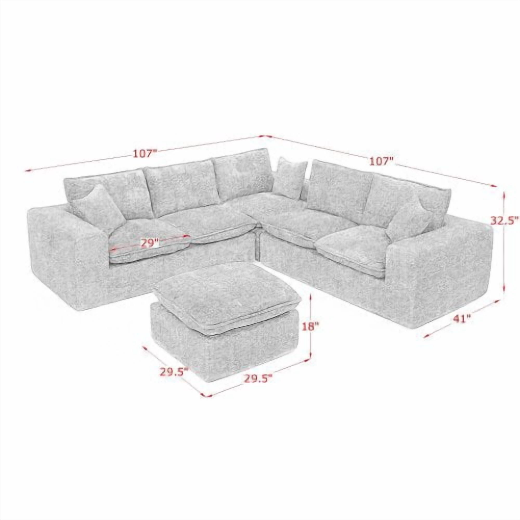 AISWORD 107" Oversized Boucle Modular Sectional Cloud Sofa with 1 Moveable Ottomans