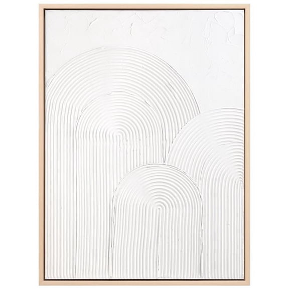 Arc Harmony Heavily Textured Hand Painted White Framed Canvas Wall Art