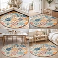 thumbnail image 4 of Large Round Rug 8Ft, Boho Morocco Non-Slip Washable Circle Rugs Carpet, Retro Farmhouse Ethnic Neutral Aesthetic Indoor Outdoor Rug Floor Mats Throw Runner for Bedroom Living Room Bathroom, 4 of 8