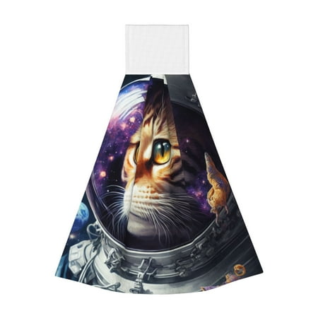 

Adobk Astronaut Cat Print Coral Velvet Hand Wipes Fashion Hanging Kitchen Towel for Bathroom Washcloth Absorbent Tie Towel