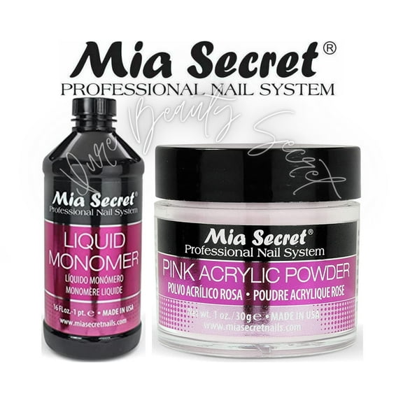 Mia Secret Liquid Monomer 16 oz and Pink Powder 1 oz