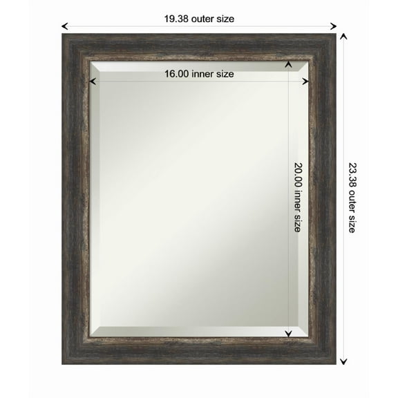 Amanti Art Bark Rustic Char Narrow Framed Wall Mirror - 19.38 x 23.38 in