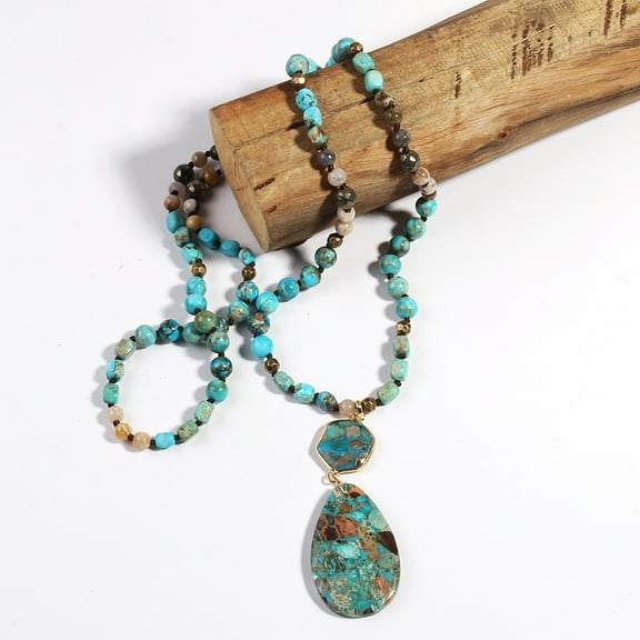 New Fashion Bohemian Style Multicolor Emperor Stone Knotted Necklace
