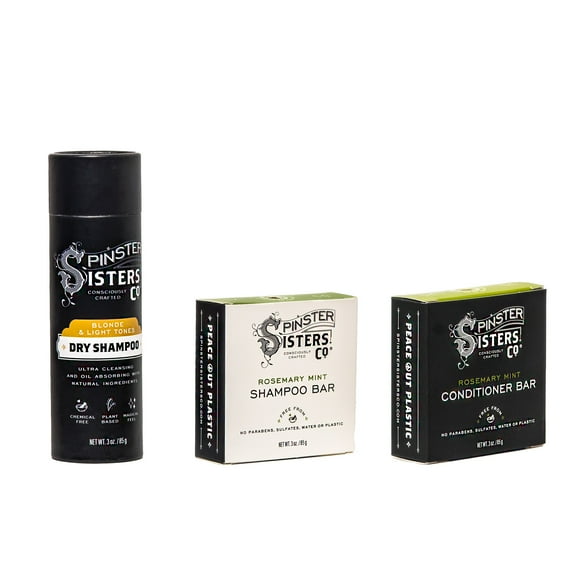 Hair Care 3 Pack - Rosemary Mint Shampoo, Conditioner and  Dry Shampoo for Blonde & Light Tones
