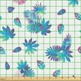 thumbnail image 2 of Ambesonne Hawaiian Fabric by the Yard Upholstery, Minimalist Colorful Exotic, 3 Yards, Sky Blue Magenta and White, 2 of 5