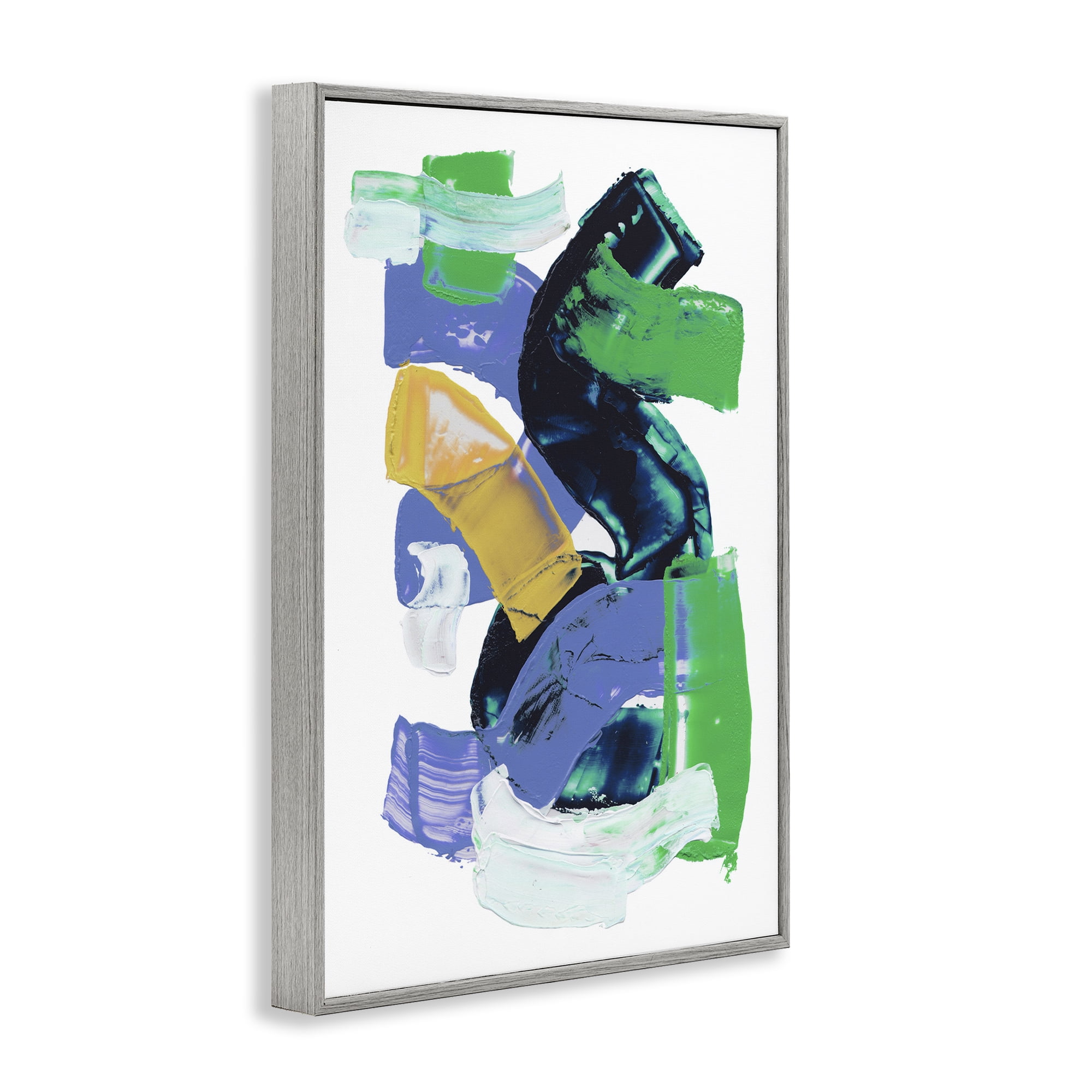 Stupell Industries Expressive Bold Brush Strokes Abstract Painting Gray Framed Art Print Wall Art, 20 x 30