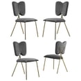 thumbnail image 1 of Winged Side Chairs with Dark Gray Velvet and Gold Chrome Base (Set of 4), 1 of 2