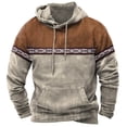 thumbnail image 2 of PNTUTB Men's Retro Color-blocked Printed Long Sleeved Oversized Casual Drawstring Pullover Sweatshirt with Pocket, 2 of 5