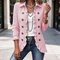 thumbnail image 2 of Cmtiyu Ruffled Trim Jackets for Women Long Sleeve Laple Double Button Plaid Jacket Casual Fall Outerwear Jacket Tops S-3XL, 2 of 10