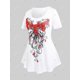 thumbnail image 2 of Camiseta Talla Extra Estampado Cráneo Curvo Rosa Rosegal  Camisetas tallas grandes, 2 of 5