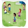 thumbnail image 3 of Kids Sports Shower Curtain, Friends at Backyard Playing Baseball Joyful Childhood Days Cartoon Style Print, Fabric Bathroom Set with Hooks, 69W X 75L Inches Long, Multicolor, by Ambesonne, 3 of 3