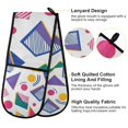thumbnail image 2 of Yayeee Double Oven Mitt Kitchen Heat Resistant Baking 35" x7" Quilted Glove, Green Retro Shapes, 2 of 6