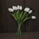 thumbnail image 4 of 10 tulipanes artificiales de seda, aspecto real, con tallos para decoración del hogar, bodas, fiestas, festivales, 2 ramos, color blanco, 4 of 4