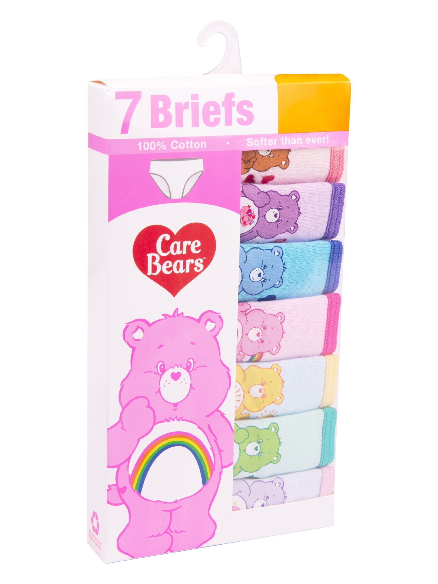 Care Bears Girls Cotton Brief Character Underwear, 7-Pack, Size 4-6
