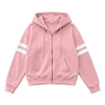 thumbnail image 5 of LUVDA Stripe Sleeve Zip Up Hoodie for Women Athletic Sweatshirt with Kangaroo Pocket Casual Loose Fit Top, 5 of 7