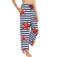 thumbnail image 2 of Disketp Starfish Navy Blue Stripe Print Women'S Comfy Pajama Pants Casual Drawstring Palazzo Lounge Wide Leg Pants, 2 of 9