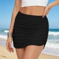 thumbnail image 5 of Xdegoge Swimwear for Women Bottoms High Waisted Ruched Mini Skirt Bathing Suit Bottoms Solid Gathered Tummy Control Slimming Pool Party, 5 of 7