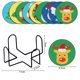 thumbnail image 2 of Posavasos de madera Wdftyju Patrón de animales de dibujos animados Kit con estante de almacenamiento, 2 of 9