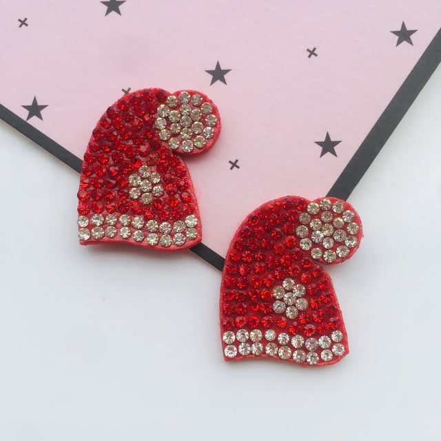 20 unids/lote árbol de Navidad sombrero campana diamantes de imitación nieve apliques para ropa DIY zapatos sombreros pinzas para el pelo parches decorativos