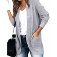 thumbnail image 3 of Women'S Long Sleeve Open Front Chunky Knit Draped Sweaters Outwear Light Gray L, 3 of 9