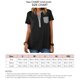 thumbnail image 5 of Camiseta con cuello redondo para mujer, camiseta de manga corta con cuello redondo y bloqueo de color con bolsillo, color negro M, 5 of 6