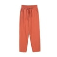 thumbnail image 5 of Huankd Linen Pants Women Women'S Linen Pants Wide Leg Linen Pants For Women Petite Linen Pants For Women Orange XL, 5 of 9