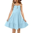 thumbnail image 2 of KISSMODA Girls Dress Casual Round Neck A Line Ruffle Sleeve Knee Length Dresses 4-13 Years, 2 of 4