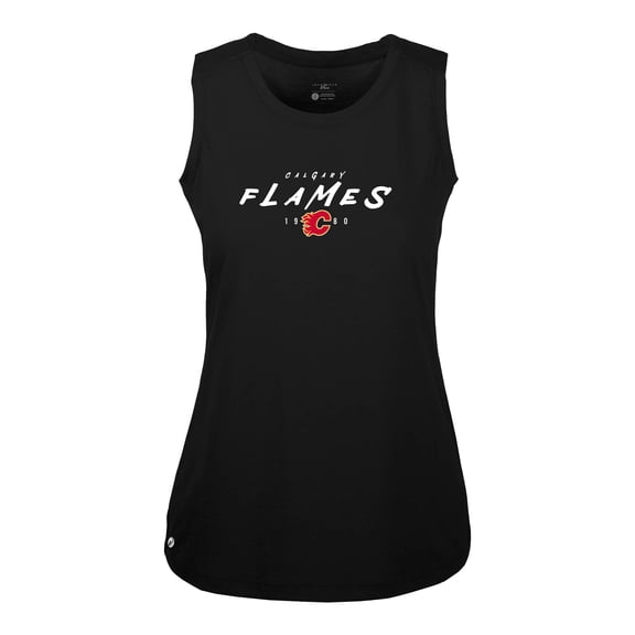 Women's Levelwear  Black Calgary Flames  Macy Scratched Tank Top