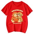 thumbnail image 4 of Kids Cute Monkey Cartoon Print T Shirt Graphic Tee for Girls and Boys Casual Comfortable Top, 4 of 4