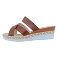 thumbnail image 6 of Espadrilles Wedge Sandals for Women Trendy Crooss Strappy Open Toe Casual High Heeled Platform Slip on Slides Brown Size 7.5, 6 of 6