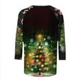 thumbnail image 5 of VKOYWKM T-Shirts à Manches 3/4 pour Femmes T-Shirts de Noël Joyeux Noël Graphique Col Rond T-Shirts d'Automne T-Shirts Amusants Arbre de Noël Fête de Famille Hauts Assortis, 5 of 5