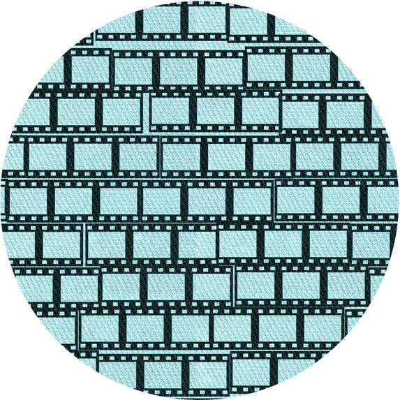 Ahgly Company Machine Washable Indoor Round Transitional Medium Teal Green Area Rugs, 3' Round