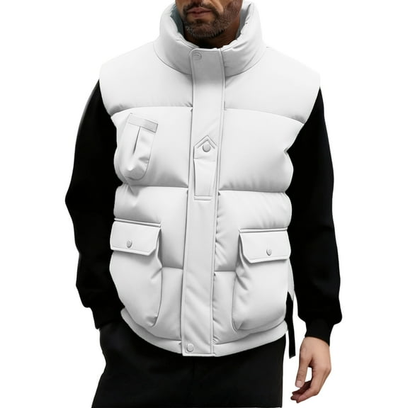 ZACPNCV Mens Sleeveless Quilted Puffer Jacket Casual Winter Warm Down Vest Thermal Lightweight Gym Coat Outdoor Athletic Vests