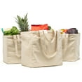 thumbnail image 1 of VeraMia Bolsas de lona para comestibles, 3 piezas, con bolsillos, correas para los hombros, plegables, lavables y resistentes, 1 of 5