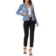 thumbnail image 2 of INSPIRE CHIC Women's Notched Lapel Button Up Long Sleeve Washed Denim Jacket L Light Blue, 2 of 7