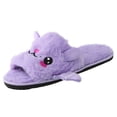 thumbnail image 2 of FASHOFT Halloween Bat Animal Slippers for Boys Girls Soft Plush Cozy Open Toe Indoor Outdoor Fuzzy Slippers Halloween Gifts For Kids Purple One Size, 2 of 8