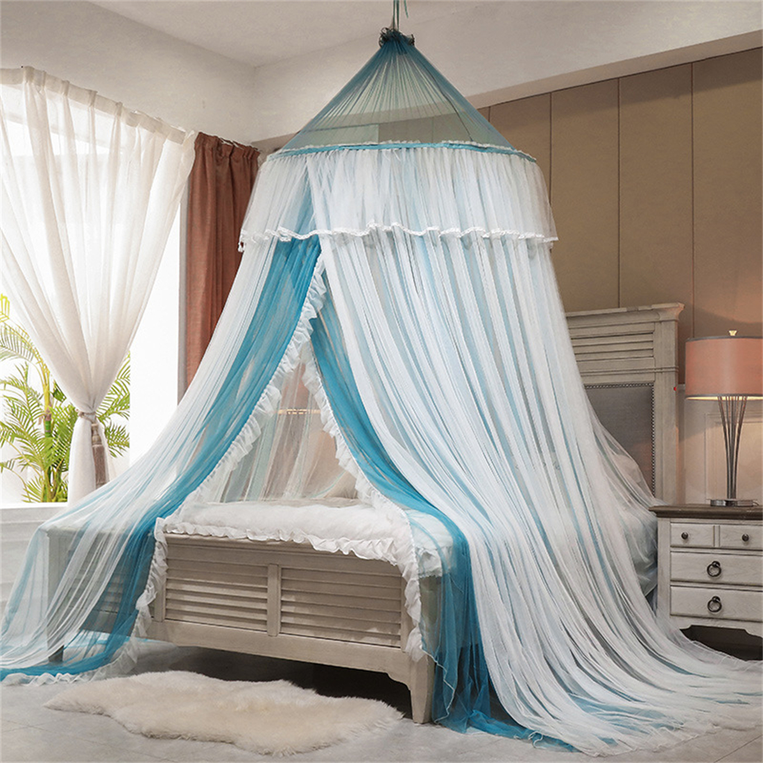 Luxurious Bed Canopy for Girls & Adults,Large Elegant Double Layer Bed