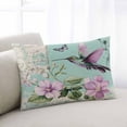 thumbnail image 2 of Teal Purple Bird Floral Throw Pillow Cover 24 x 36 Inch Decorative Pillow Cover Vintage Watercolor Botanical Lumbar Pillowcase Seasonal Rectangle Cushion Case for Couch Sofa Bed Living Room, 2 of 7