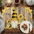 thumbnail image 2 of Placemats Set of 4, Gnome Honey Bee Place Mats Sunflower Wood Grain Tablemats Washable Placemat Table Decoration for Kitchen Table Dinner Party Home Decor Indoor Outdoor 13x19 Inch, 2 of 9